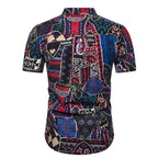 Herren Kurzarmhemd mit buntem Patchwork-Muster