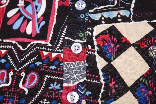 Herren Kurzarmhemd mit buntem Patchwork-Muster R&B