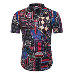 Herren Kurzarmhemd mit buntem Patchwork-Muster