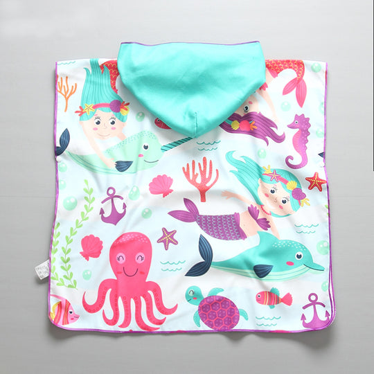 Kinder Strandponcho mit Kapuze und maritimem Design R&B
