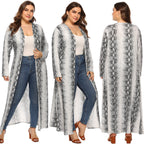 Damen eleganter langer Kimono mit Schlangenmotiv R&B