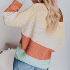Damen lässiger Pullover mit modernen Streifen und weitem Schnitt R&B