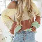 Damen lässiger Pullover mit modernen Streifen und weitem Schnitt R&B