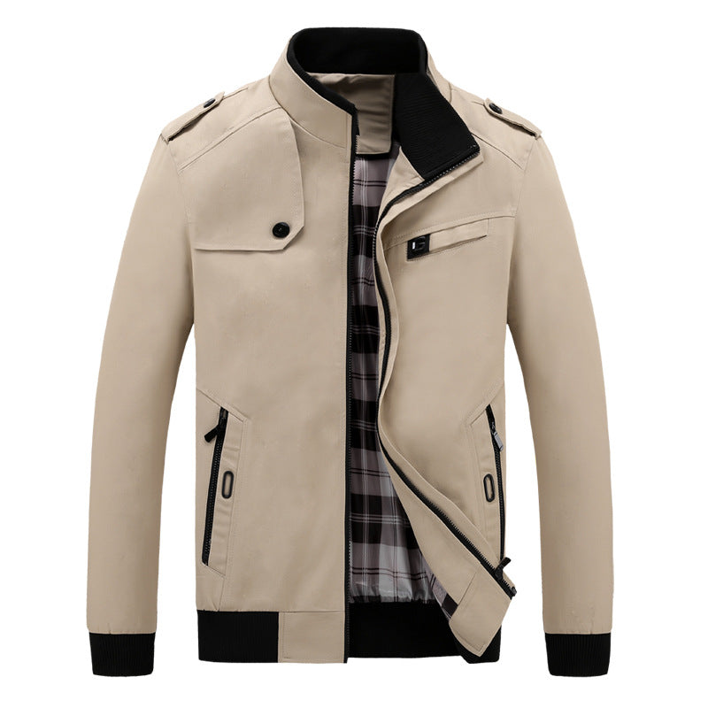 Herren modische Feldjacke mit praktischen Taschen und hohem Kragen R&B