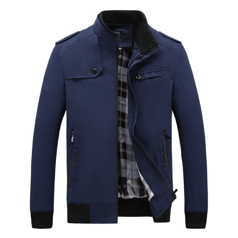 Herren modische Feldjacke mit praktischen Taschen und hohem Kragen R&B