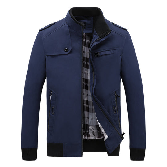 Herren modische Feldjacke mit praktischen Taschen und hohem Kragen R&B