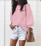 Damen Strickpullover mit modernem Rippdesign und lässigem Schnitt R&B