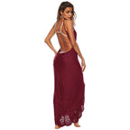 Damen elegantes Maxikleid mit filigranem Lochmuster R&B