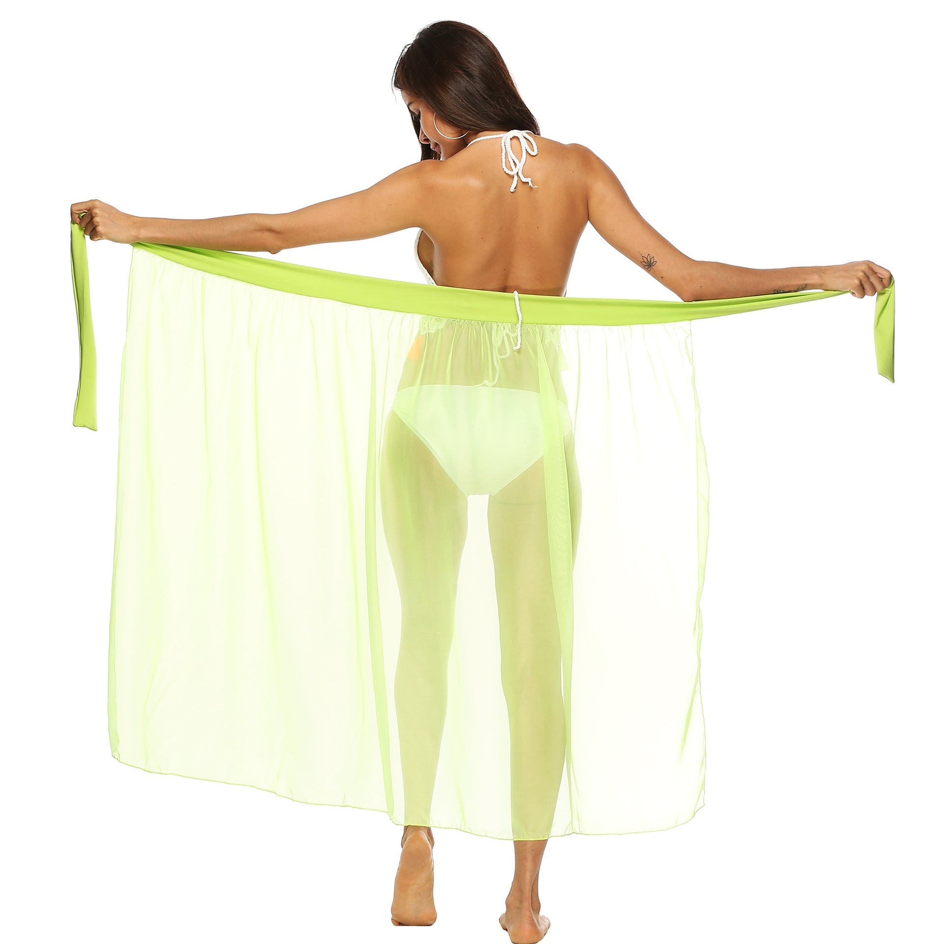 Damen transparenter Strandrock mit eleganter Schleifenoptik R&B