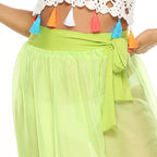 Damen transparenter Strandrock mit eleganter Schleifenoptik R&B