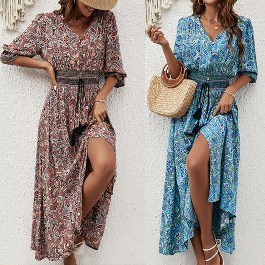 R&B | Kleid mit sieben Viertelärmeln in der Taille