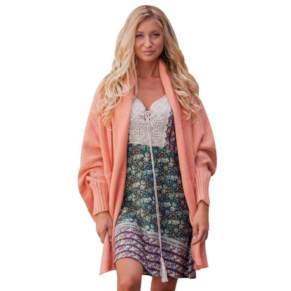 Damen Großer Strickcardigan mit voluminösen Ärmeln und elegantem Maschenmuster R&B