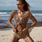 Damen luftiger Häkel-Poncho mit weitem Schnitt EB