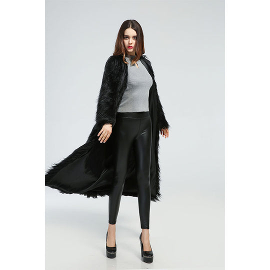 Damen Eleganter Midikleid mit luxuriösem Kunstfell R&B