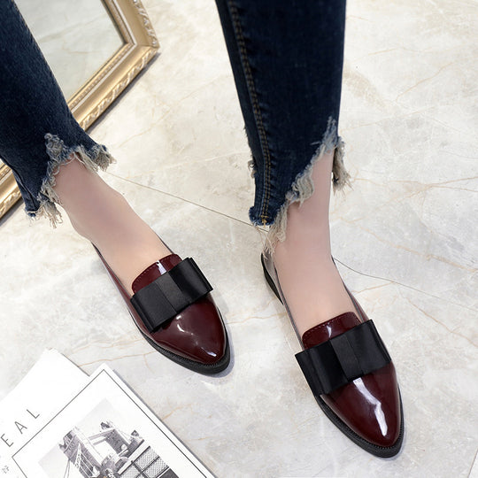 Damen nan elegante Lackslipper mit dekorativer Schleife und gepolstertem Komfortfußbett R&B