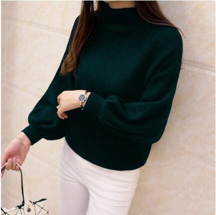 Damen Pullover mit voluminösen Ärmelabschlüssen und hohem Kragen R&B