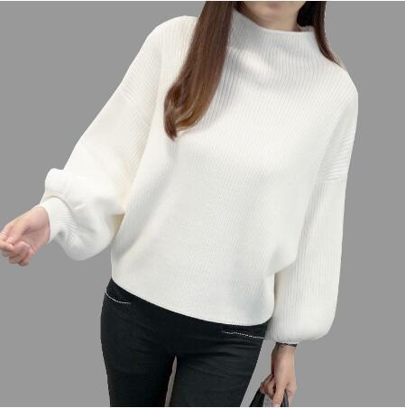 Damen Pullover mit voluminösen Ärmelabschlüssen und hohem Kragen R&B