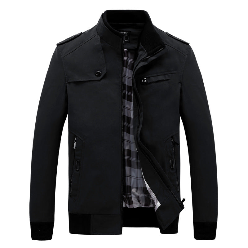 Herren modische Feldjacke mit praktischen Taschen und hohem Kragen R&B