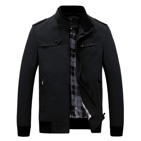 Herren modische Feldjacke mit praktischen Taschen und hohem Kragen R&B