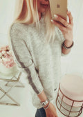 Damen lässiger Strickpullover mit modernen Streifen und lockerer Passform R&B