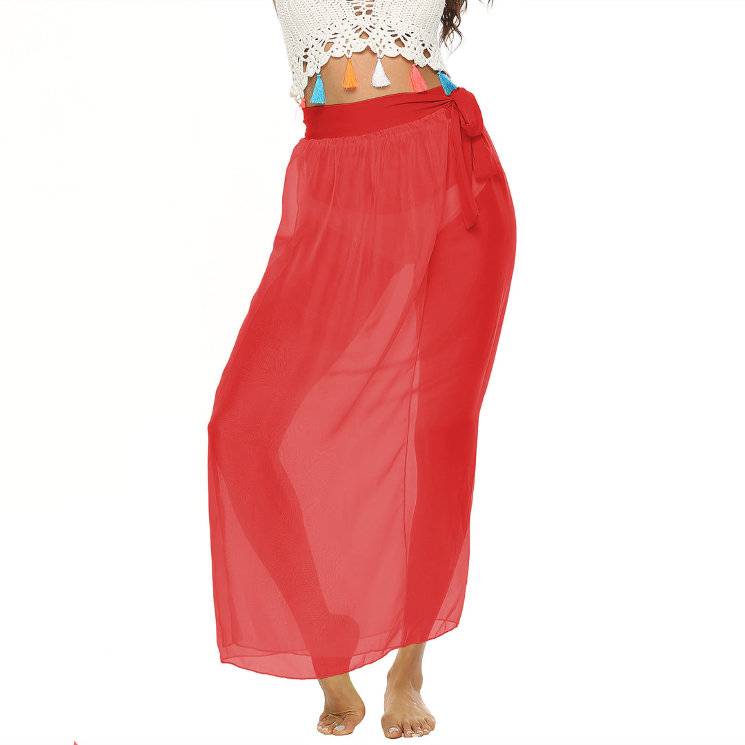 Damen transparenter Strandrock mit eleganter Schleifenoptik R&B