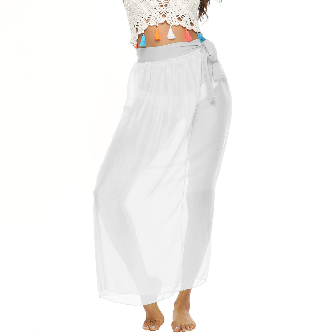 Damen transparenter Strandrock mit eleganter Schleifenoptik R&B