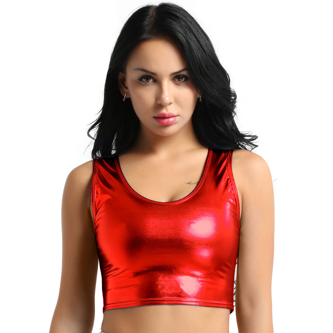 Damen Glänzendes Crop Top im Modernen Stil R&B