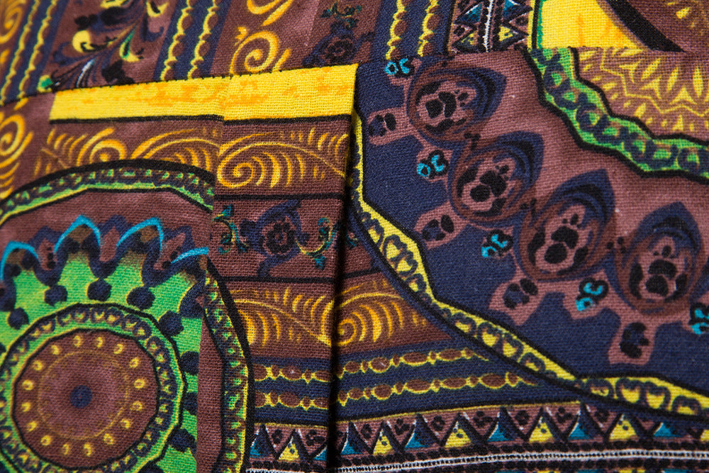 Herren Kurzarmhemd mit kreativem Ethno-Muster und modernem Henley-Ausschnitt