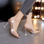 Damen elegante transparente High Heel Pantoletten R&B