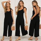 Damen Eleganter Jumpsuit mit Spaghetti-Trägern und weitem Beinschnitt R&B