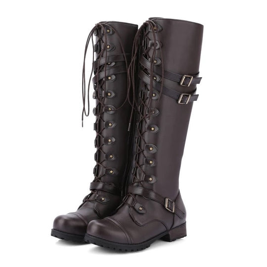 Damen Hochformat Stiefel mit dekorativer Schnürung und robustem Profil R&B