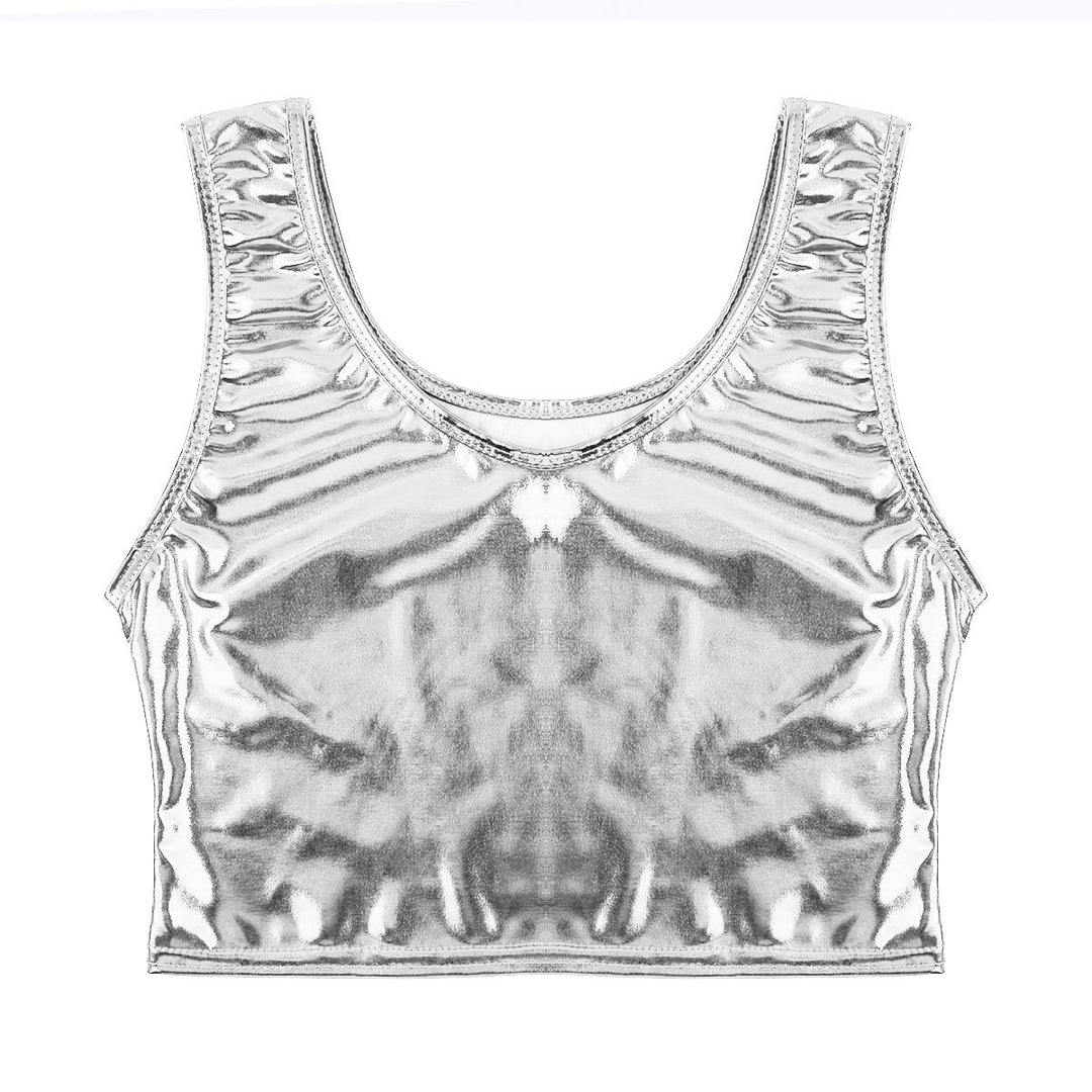 Damen Glänzendes Crop Top im Modernen Stil R&B