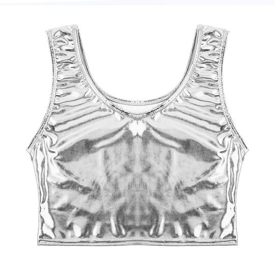 Damen Glänzendes Crop Top im Modernen Stil R&B