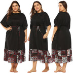 Damen Freizeitkleid mit dekorativer Taillenschnürung und floralen Akzenten R&B