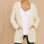 Damen lässige Strickjacke mit Kapuze und strukturiertem Design R&B
