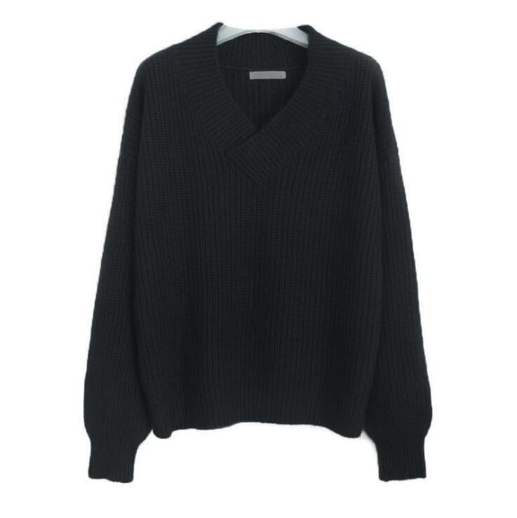 Damen Strickpullover im lässigen Oversized-Stil mit V-Ausschnitt R&B