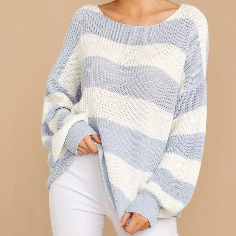 Damen lässiger Pullover mit weichem Strickmuster und Oversized-Schnitt R&B