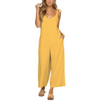 Damen Eleganter Jumpsuit mit Spaghetti-Trägern und weitem Beinschnitt R&B