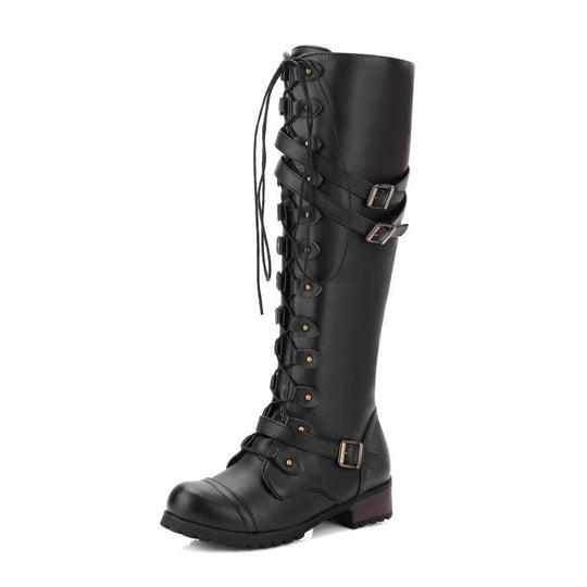 Damen Hochformat Stiefel mit dekorativer Schnürung und robustem Profil R&B