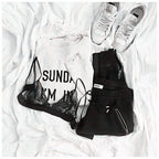 Damen lässiger Sweatshirt mit weitem Schnitt und Schriftzug R&B