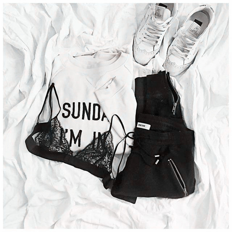 Damen lässiger Sweatshirt mit kreativem Schriftzug R&B