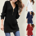 Damen Strickpullover mit Reißverschluss und strukturiertem Design R&B