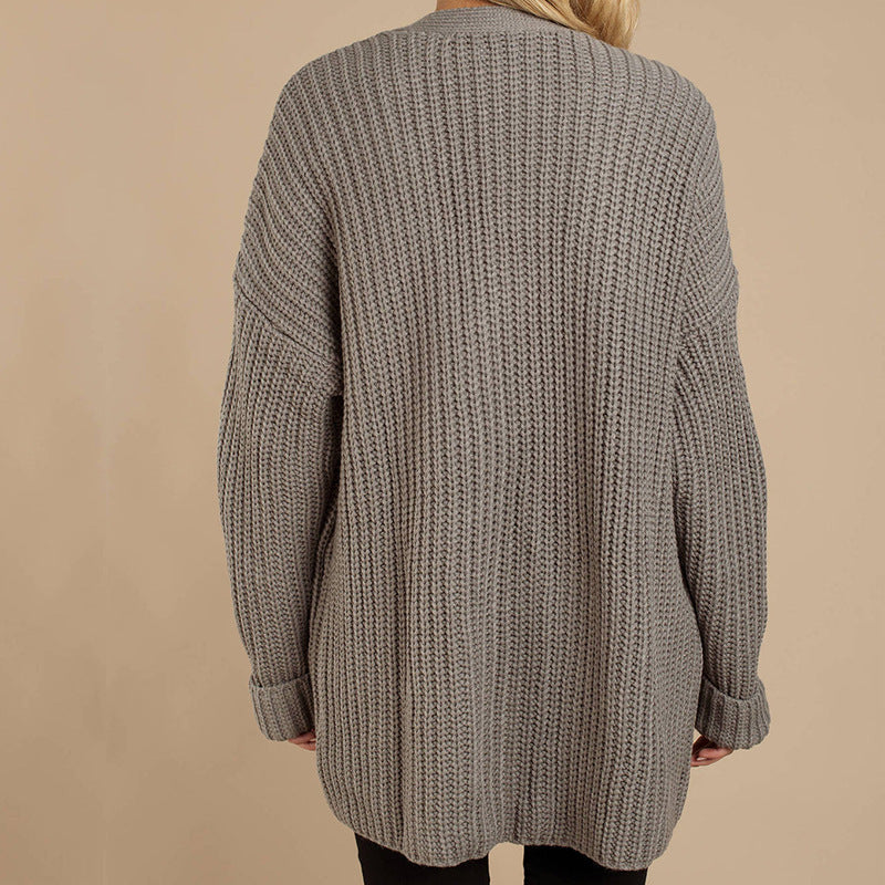 Damen lässiger Strickmantel mit oversized Schnitt und strukturiertem GewR&Be R&B
