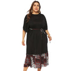 Damen Freizeitkleid mit dekorativer Taillenschnürung und floralen Akzenten R&B