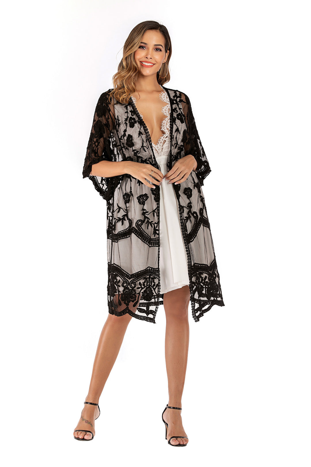 Damen elegante Spitzen-Strandüberwurf R&B