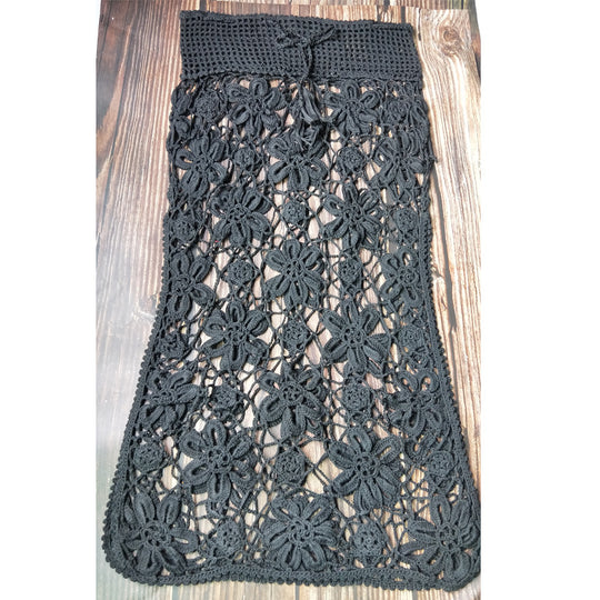 Damen Häkel-Rock mit floralen Mustern und elastischem Bund R&B