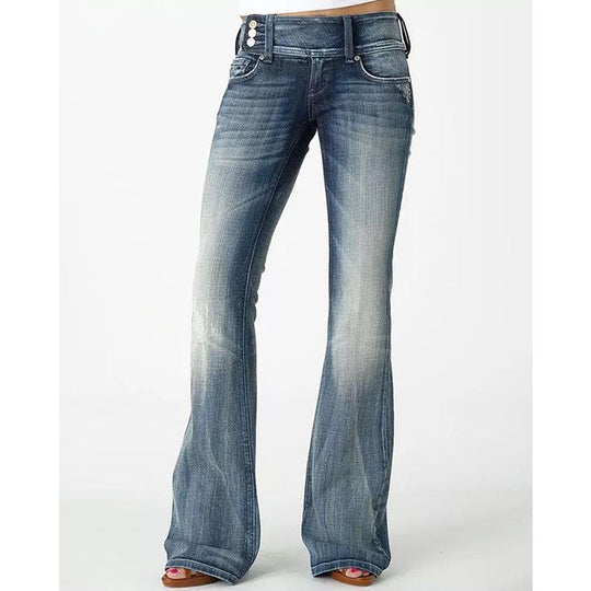 R&B | Beliebte Weinlese Seitenknopf Hohe Taille Skinny Jeans