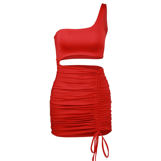 Damen Mini-Kleid mit asymmetrischem Schnitt und raffinierten Raffungselementen R&B