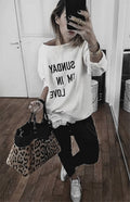 Damen lässiger Sweatshirt mit kreativem Schriftzug R&B