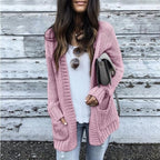 Damen gemütliche Strickjacke mit offenen Fronten und dekorativen Taschen R&B